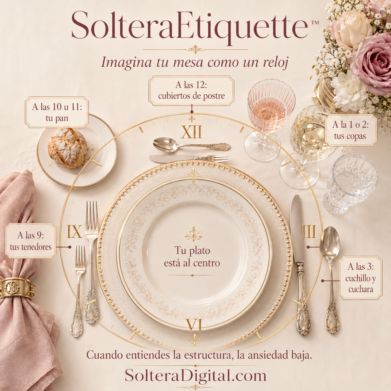 SolteraEtiquette™: Guía completa de etiqueta en la mesa para la mujer soltera elegante, segura y preparada